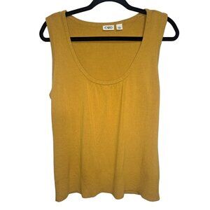Cato Lined Mustard Yellow Sleeveless Tank Top Sweater Rounded Neck Large